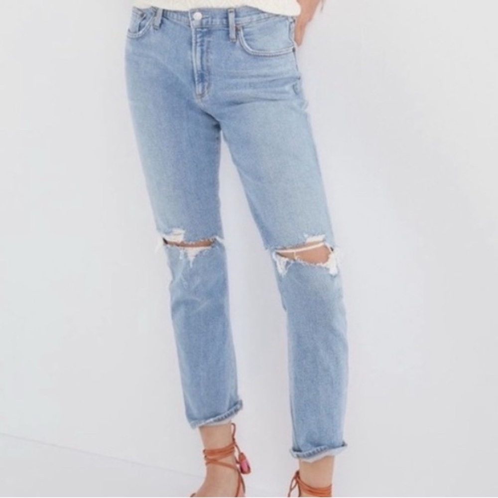 Agolde Toni Light Blue Distressed Jeans 30 mid rise straight